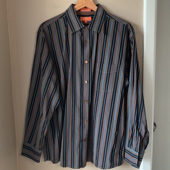 FACONNABLE Striped Long Sleeve Button Down Shirt - Picture 2 of 6